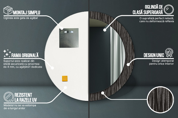 Runder spiegel mit dekoration Zusammenfassung Metallic