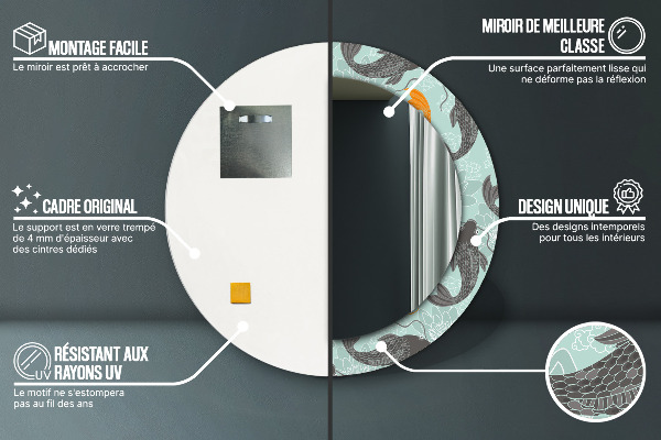 Runder spiegel mit dekoration Chinesischer Karpfen