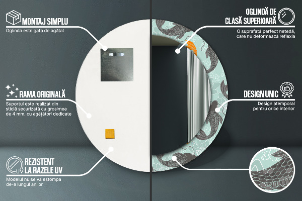 Runder spiegel mit dekoration Chinesischer Karpfen