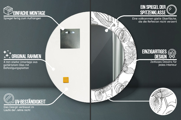 Runder spiegel mit dekoration Blumenmuster