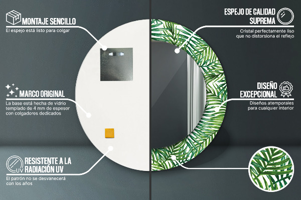 Runder spiegel mit dekoration Tropenpalme