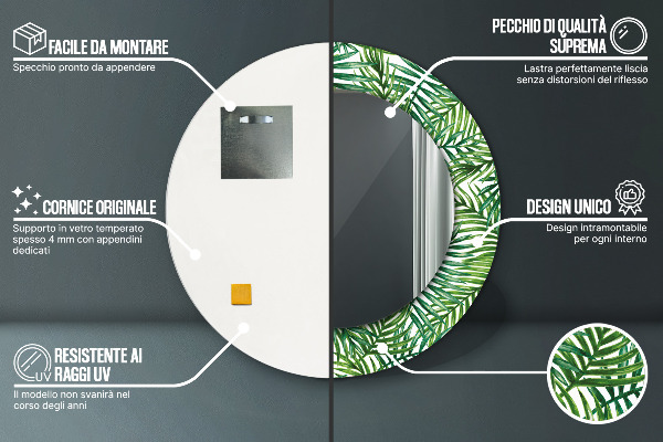 Runder spiegel mit dekoration Tropenpalme