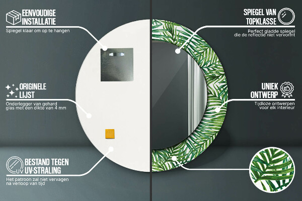 Runder spiegel mit dekoration Tropenpalme