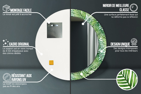 Runder spiegel mit dekoration Tropenpalme