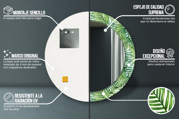 Runder spiegel mit dekoration Tropenpalme