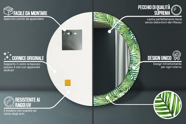 Runder spiegel mit dekoration Tropenpalme