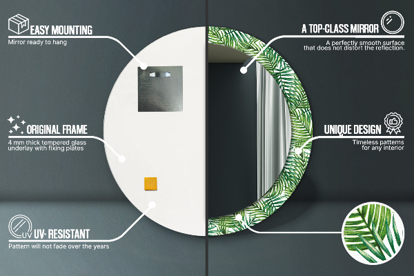 Runder spiegel mit dekoration Tropenpalme