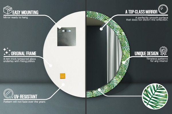 Runder spiegel mit dekoration Tropenpalme