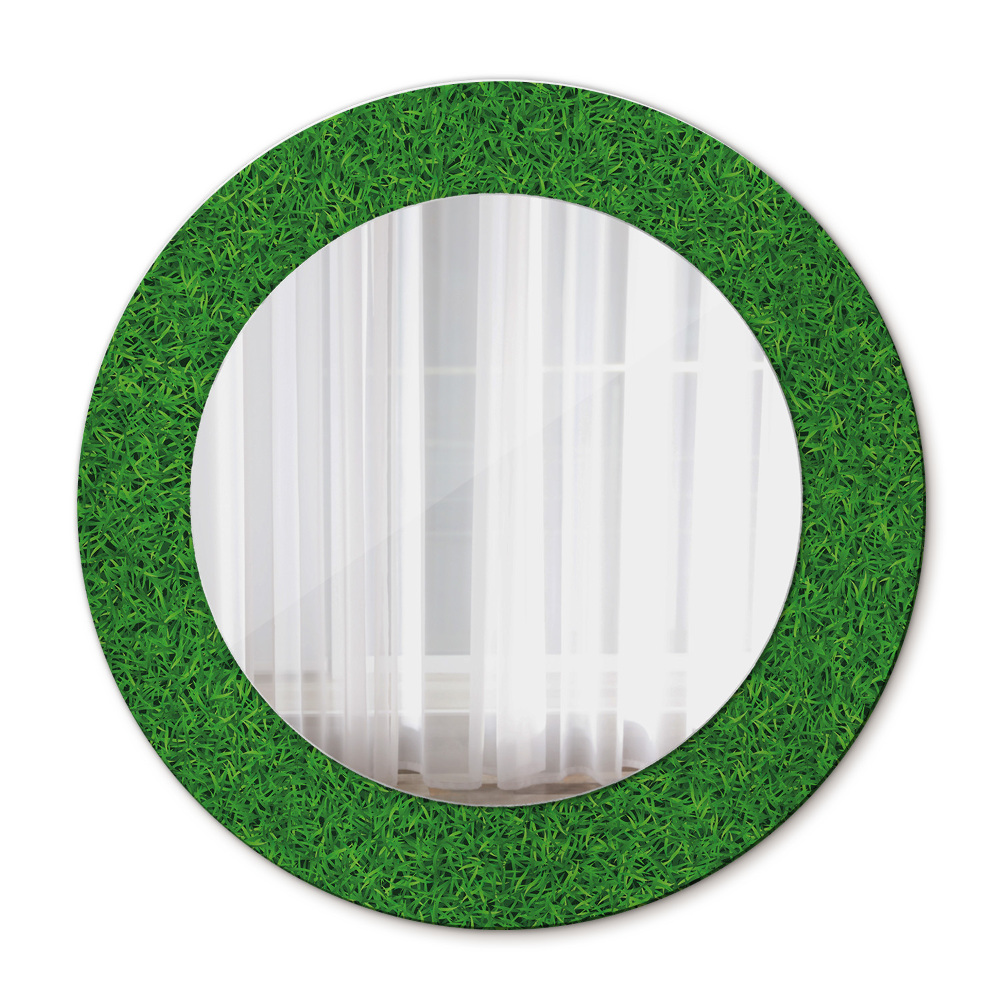 Runder spiegel mit dekoration grünes Gras