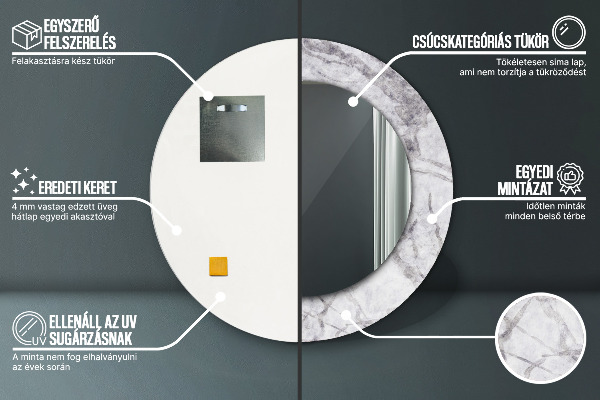 Runder spiegel aufdruck Weißer Marmor