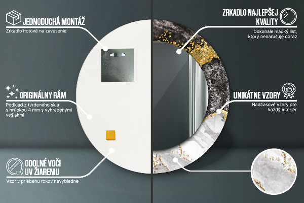 Runder spiegel aufdruck Marmor und Gold