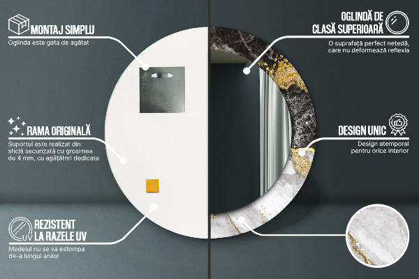 Runder spiegel aufdruck Marmor und Gold