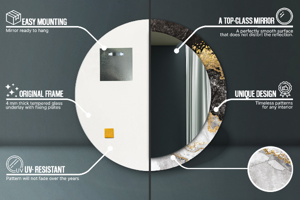 Runder spiegel aufdruck Marmor und Gold