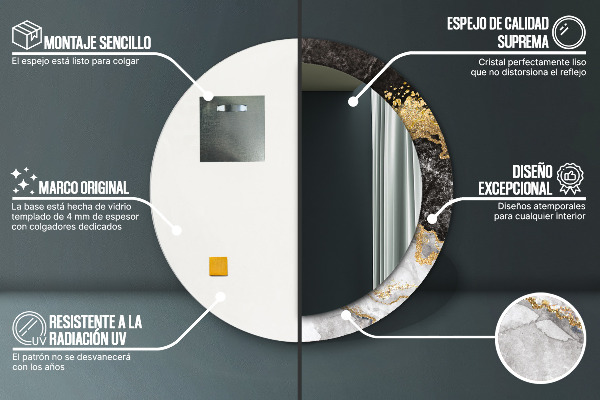 Runder spiegel aufdruck Marmor und Gold