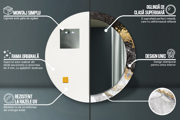 Runder spiegel aufdruck Marmor und Gold