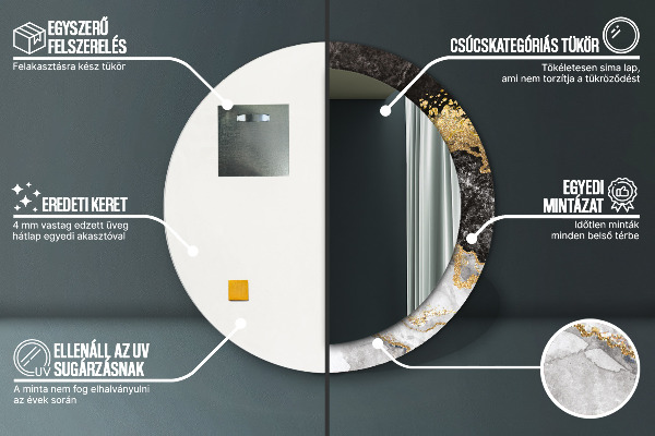 Runder spiegel aufdruck Marmor und Gold