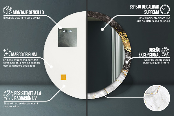 Runder spiegel aufdruck Marmor und Gold