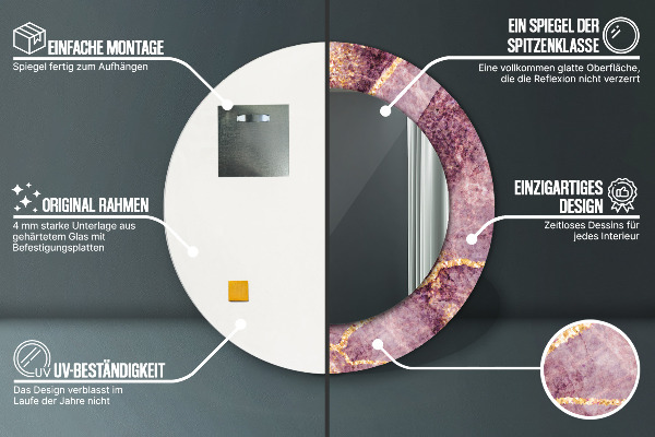 Runder spiegel mit dekoration Marmor mit Gold