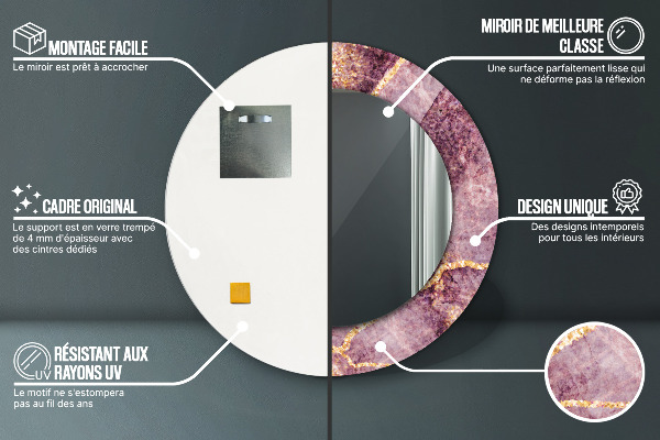 Runder spiegel mit dekoration Marmor mit Gold