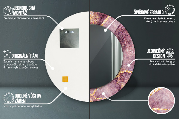 Runder spiegel mit dekoration Marmor mit Gold