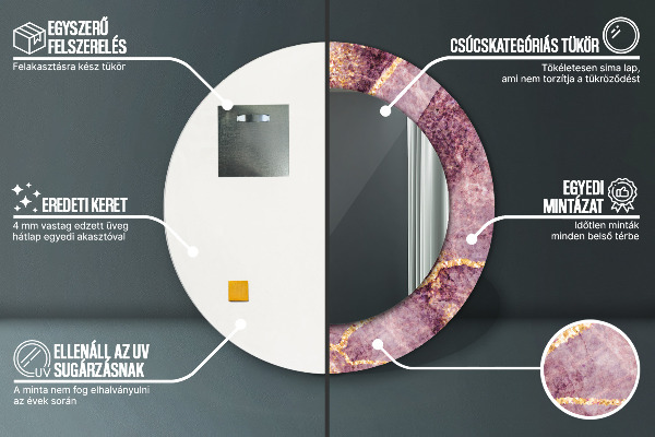 Runder spiegel mit dekoration Marmor mit Gold