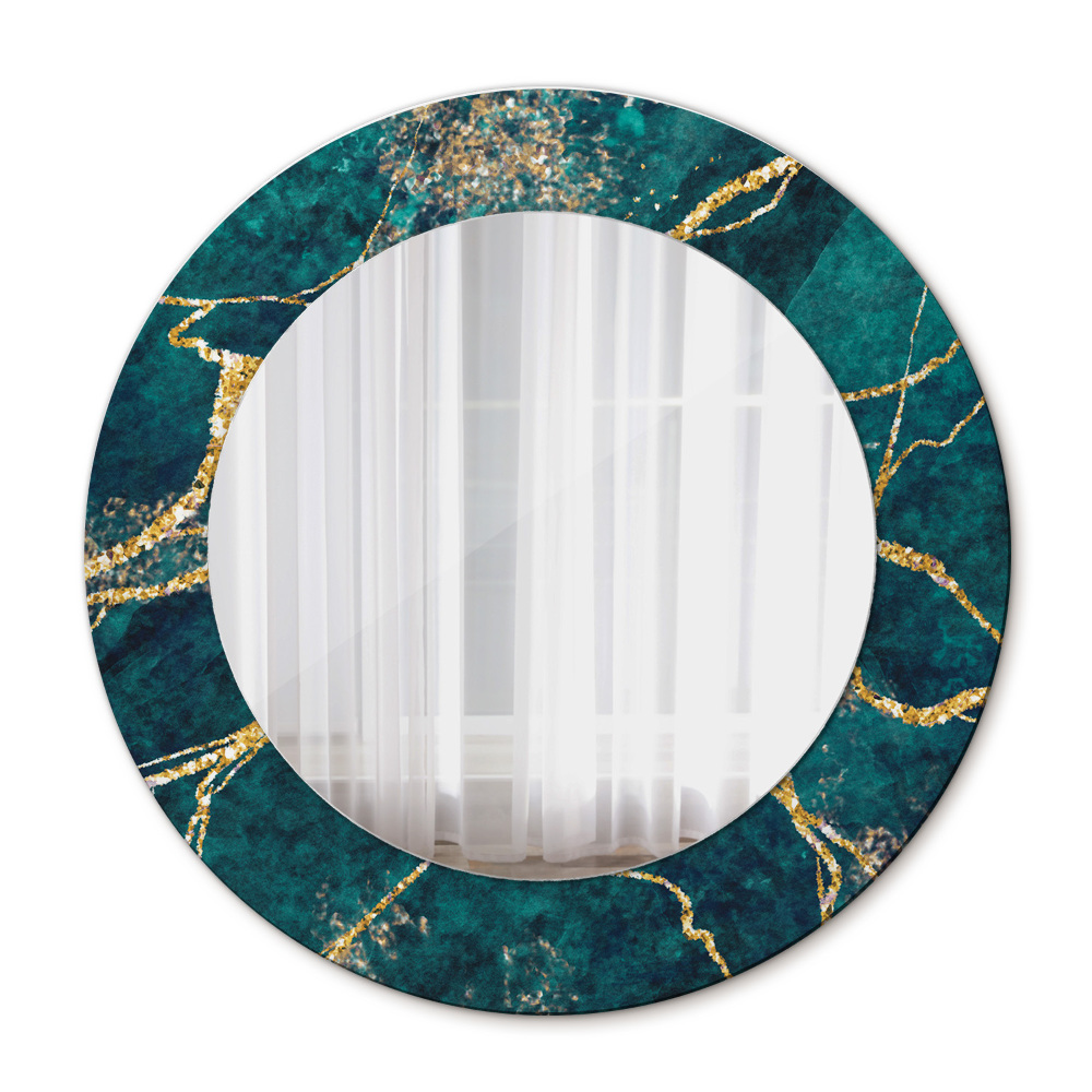 Runder spiegel mit dekoration Grüner Malachit Marmor