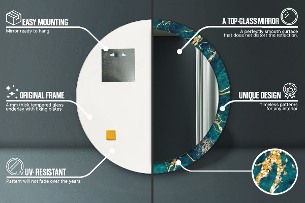 Runder spiegel mit dekoration Grüner Malachit Marmor