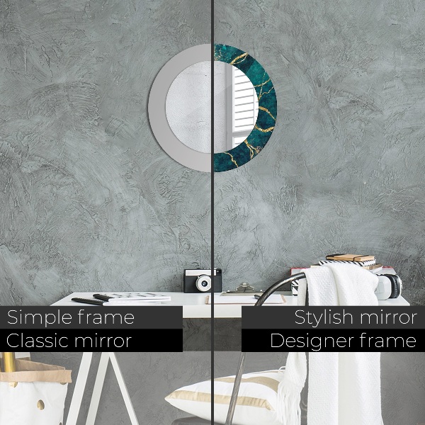 Runder spiegel mit dekoration Grüner Malachit Marmor