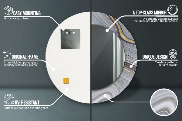 Runder spiegel mit dekoration Grauer Marmor