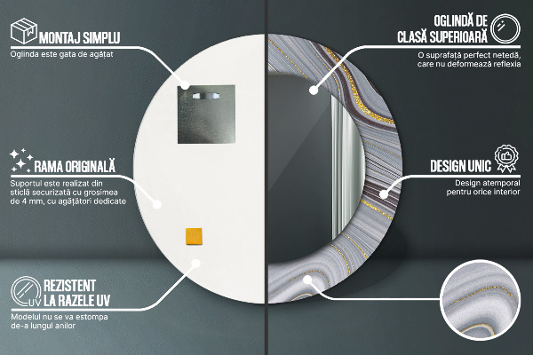 Runder spiegel mit dekoration Grauer Marmor