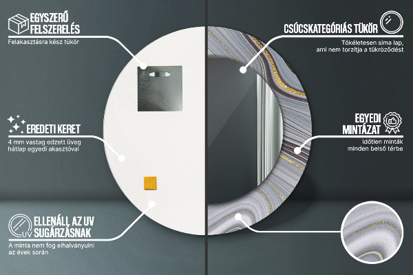 Runder spiegel mit dekoration Grauer Marmor