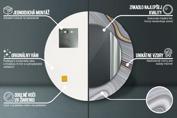 Runder spiegel mit dekoration Grauer Marmor