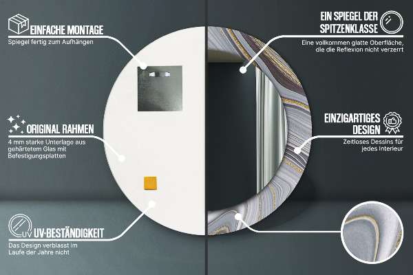 Runder spiegel mit dekoration Grauer Marmor