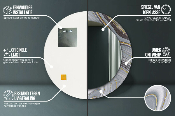 Runder spiegel mit dekoration Grauer Marmor