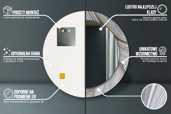 Runder spiegel mit dekoration Grauer Marmor