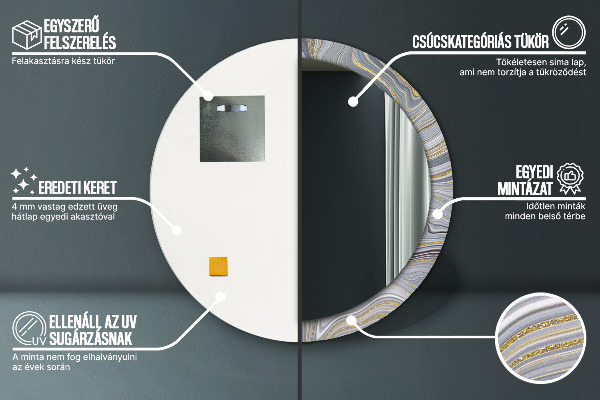 Runder spiegel mit dekoration Grauer Marmor