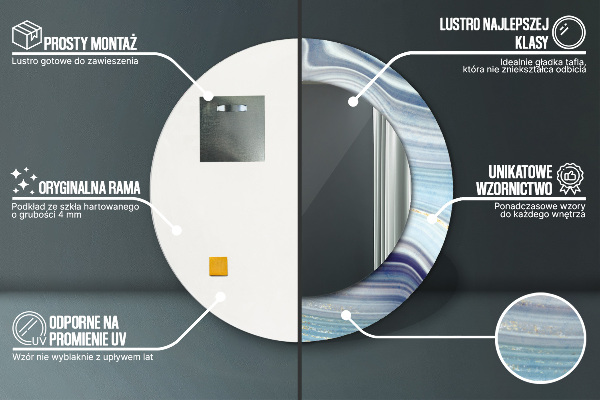 Runder spiegel mit dekoration Blauer Marmor