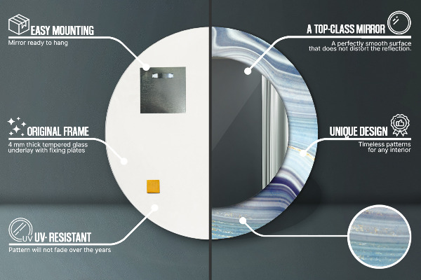 Runder spiegel mit dekoration Blauer Marmor