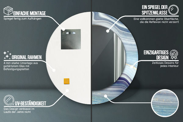 Runder spiegel mit dekoration Blauer Marmor