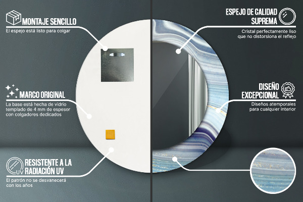 Runder spiegel mit dekoration Blauer Marmor