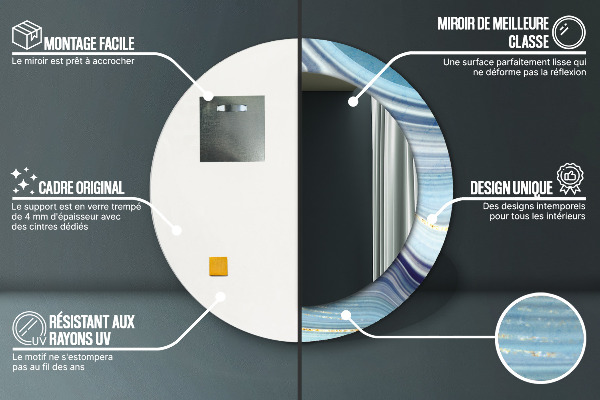 Runder spiegel mit dekoration Blauer Marmor