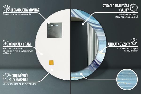 Runder spiegel mit dekoration Blauer Marmor