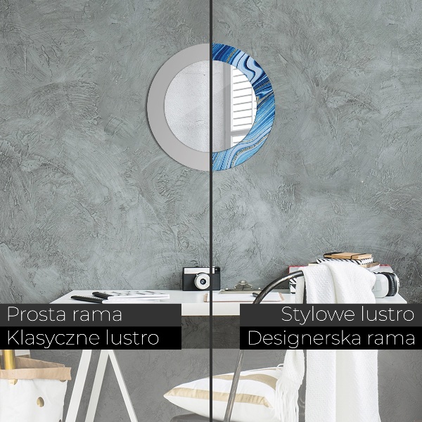 Runder spiegel bedrucktem rahmen Blauer Marmor