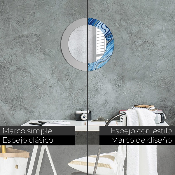 Runder spiegel bedrucktem rahmen Blauer Marmor