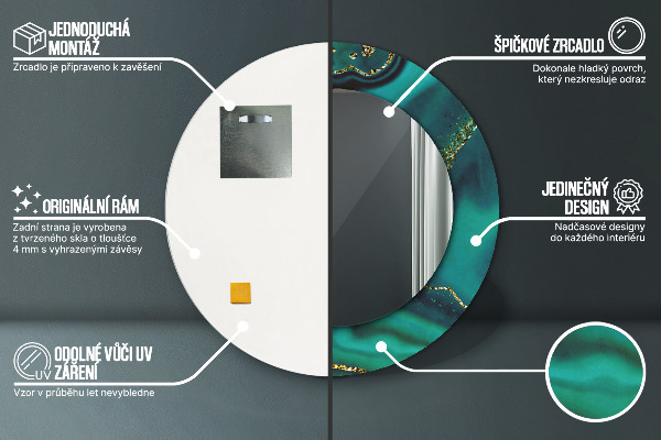 Runder spiegel aufdruck Emerald Marmor