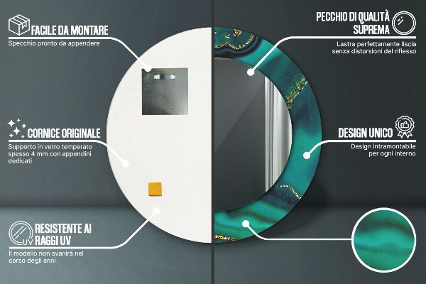 Runder spiegel aufdruck Emerald Marmor