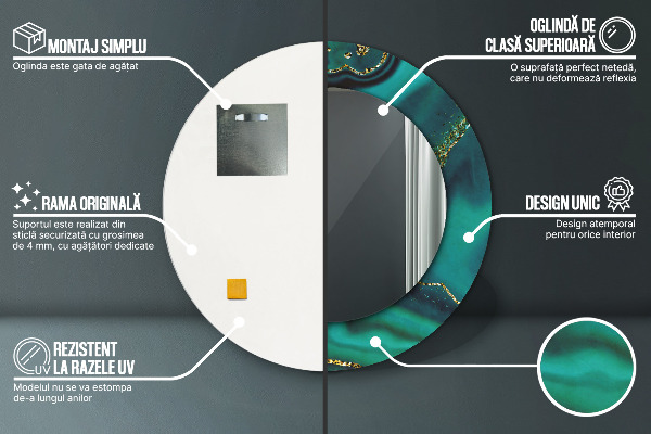 Runder spiegel aufdruck Emerald Marmor