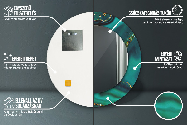 Runder spiegel aufdruck Emerald Marmor