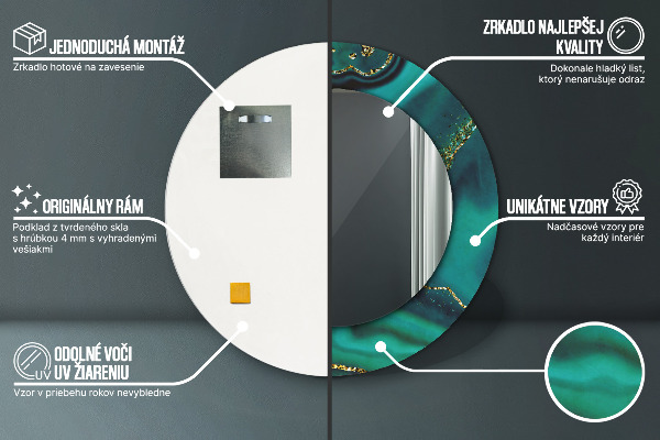 Runder spiegel aufdruck Emerald Marmor