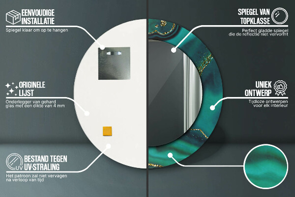 Runder spiegel aufdruck Emerald Marmor